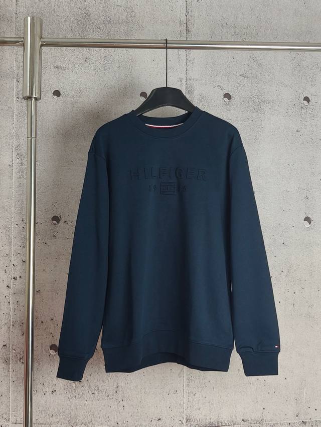 Tommy letter embossed round neck sweatshirt High-end quality three complete labe