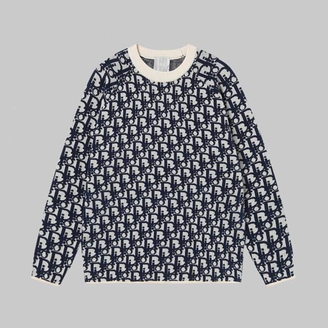 High-quality Dior Autumn/Winter all-over jacquard logo sweater easily integrate