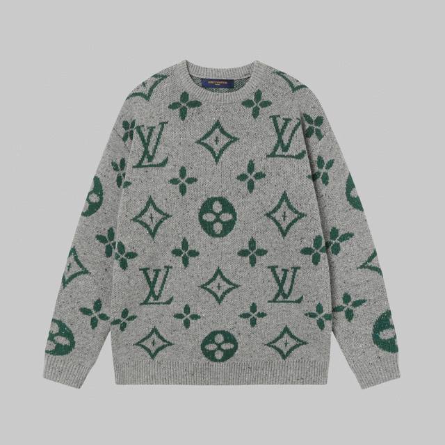 High quality Lv Louis Vuitton 24Ss full print monogram logo jacquard sweater Su