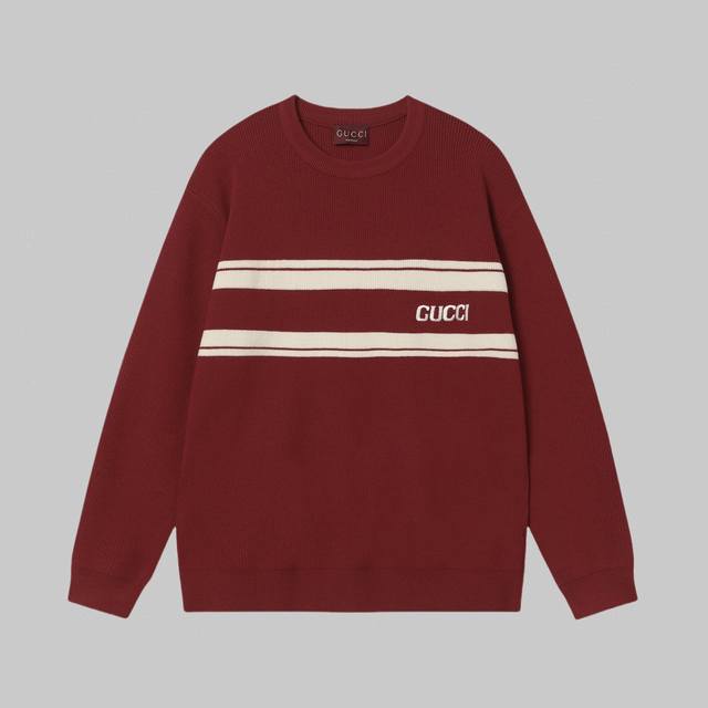High-quality Gucci unisex striped colorblock sweater. The logo showcases a uniq