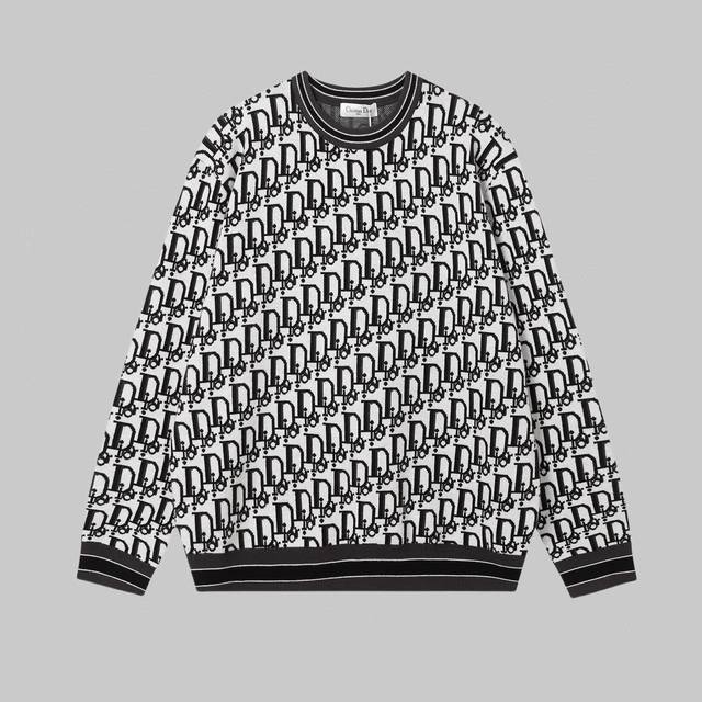 High-quality Dior new classic letter logo full print pullover top, casual and f