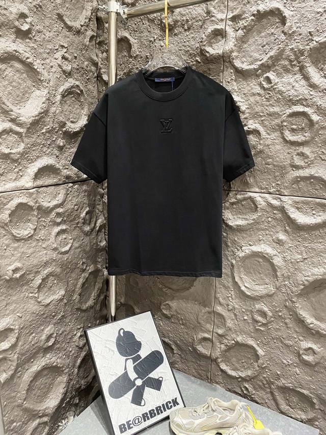 100% cotton double yarn, 330g Louis Vuitton*Lv 24 3D embossed short-sleeved T-sh