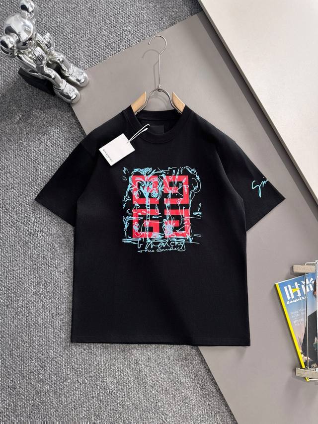Givenchy 2025 new men's round neck short-sleeved T-shirt high version high qual