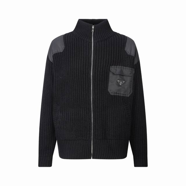 Exclusive Pra 24Fw nylon patchwork zipper sweater jacket. Originally purchased