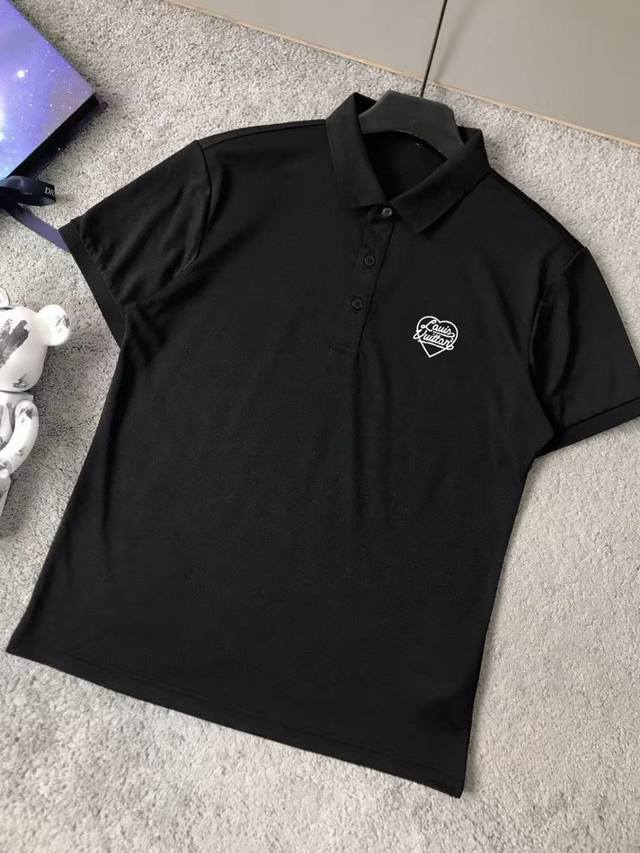 Lv Official Summer Men's Short-Sleeved Lapel Polo Shirt High-End T-Shirt Custom-