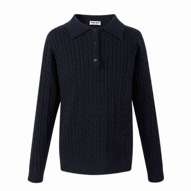 Exclusively available: Miumiu Cable-knit Cashmere Polo Shirt. Originally purcha