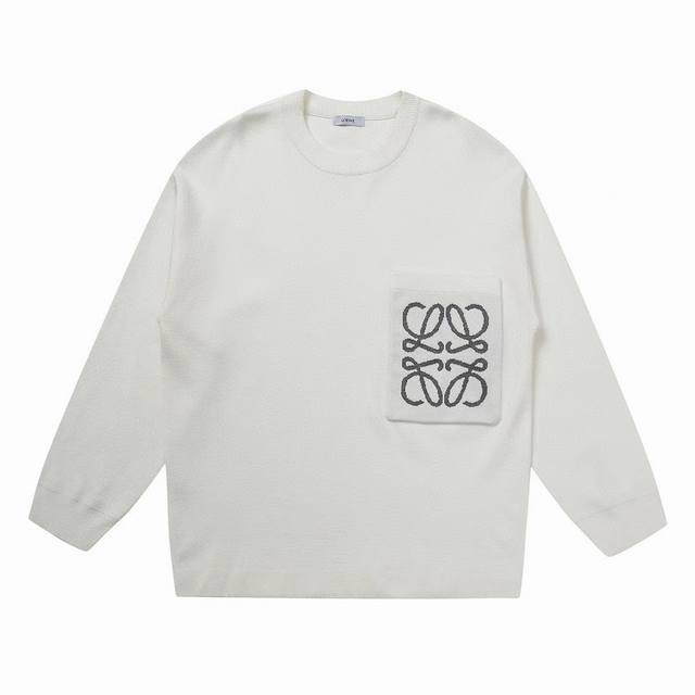 Loewe Fw22 new season product, Modal Anagram Pocket Sweater.DDD. Ribbed collar,
