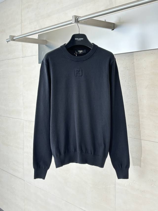 Fend* Fendi Double F Embossed Base Wool Pullover DDD. Made from a wool-cotton bl