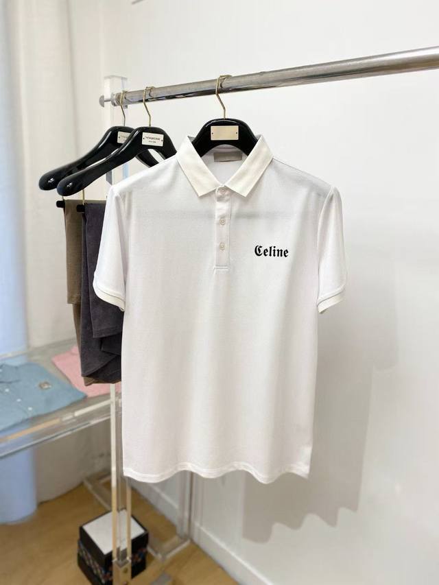 Celine's latest 2025 short-sleeved polo shirt, stylish and stylish, with a logo