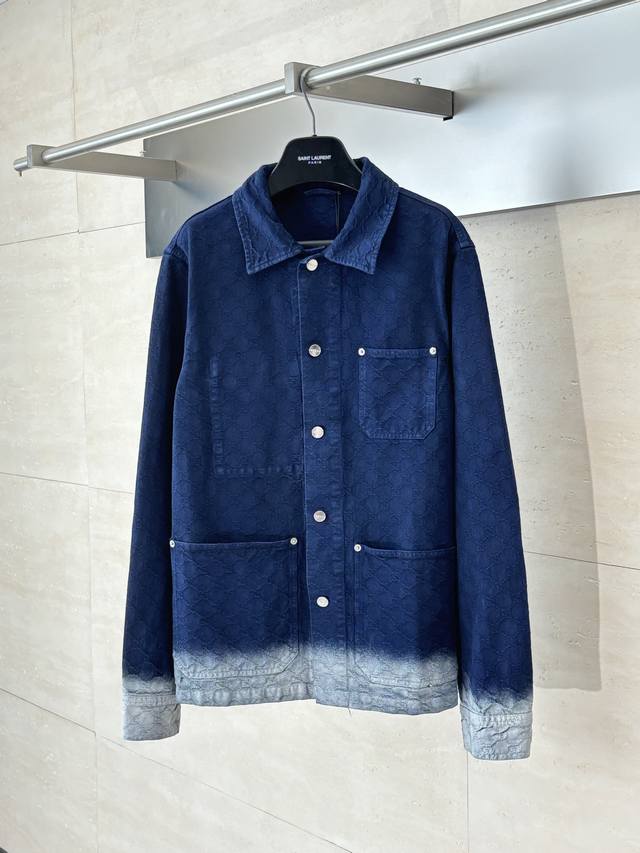 Gucc* Gucci Obscure Double G Jacquard Lapel Denim JacketMade of imported jacquar
