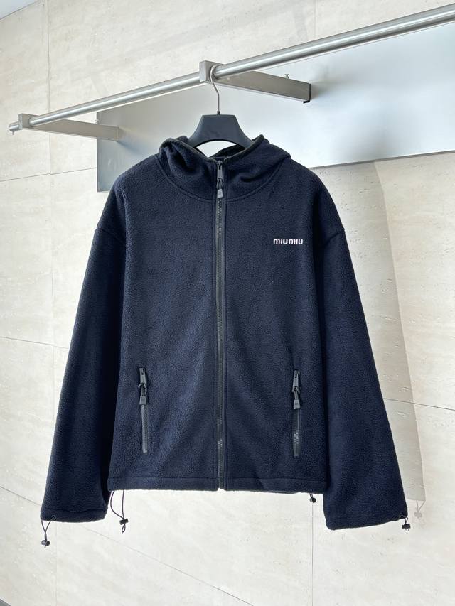 Miu Mi* Miu Miu 25 new drawstring fleece zip-up hooded jacket DDD. This popular