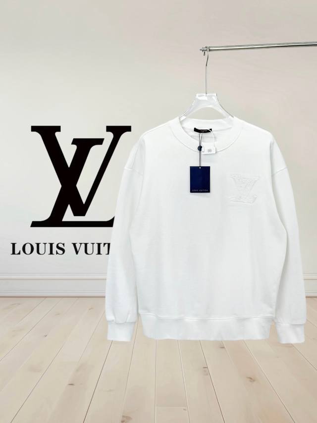High Version] Louis Vuitton Round Neck Sweatshirt with Embroidered Logos on Fron