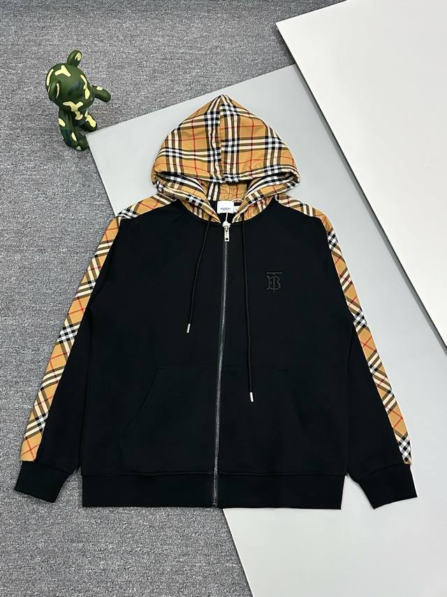 High Quality] Burberry's new autumn and winter sleeve plaid patchwork + chest eq