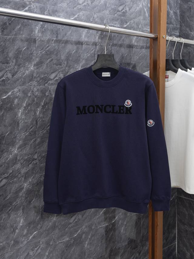 Style No. J042 Moncler classic flocked sleeves small logo round neck sweatshirt