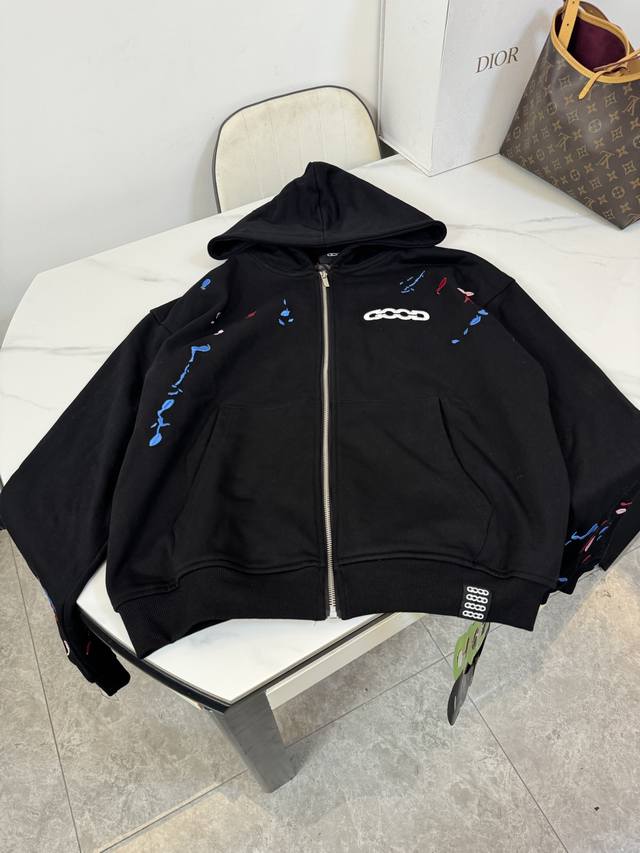 Style: F101 Goodbrand official website candy embroidery ink splash hooded pullo