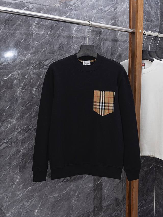 Style No. J021 Burberry classic chest pocket patch round neck sweatshirt Made o