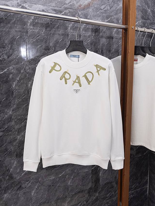 Style No. J010 Prada classic linen embroidered round neck sweatshirt Made of 46