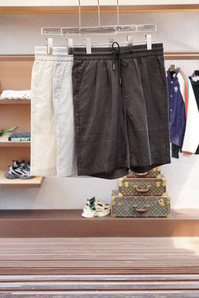 Lp - Patchwork Tencel Linen Old Money Style Shorts Colors: Original Linen, Black
