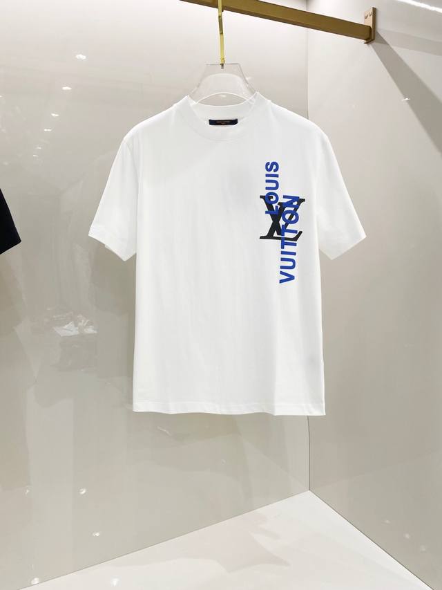 Lv 2025Ss Spring and Summer new cotton round neck short-sleeved T-shirt with che