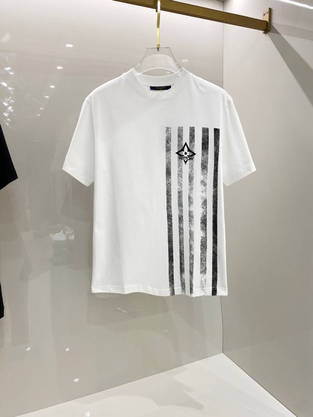 Lv 2025Ss Spring and Summer new cotton round neck short-sleeved T-shirt with che