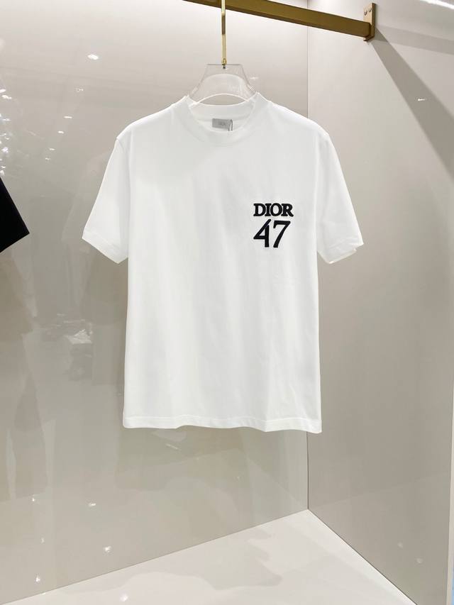 Dio* 2025 Spring/Summer new cotton round neck short-sleeved T-shirt with heavy c