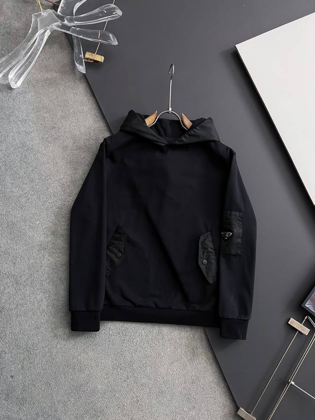 Prad, 2025Ss autumn and winter new sweatshirt, exquisite craftsmanship round nec