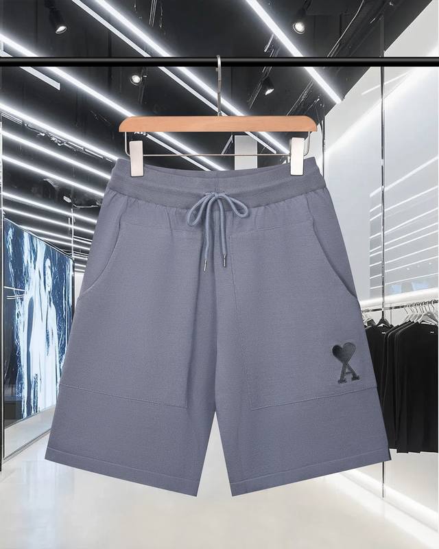Ami Love Macaron Series 10,000-Stitch Embroidery Logo Knit Shorts Upgraded, insp