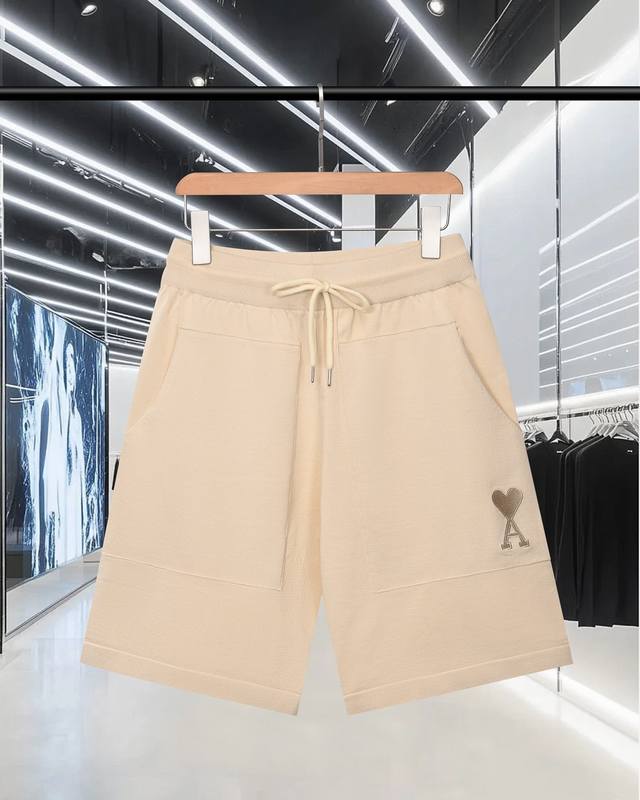 Ami Love Macaron Series 10,000-Stitch Embroidery Logo Knit Shorts Upgraded, Insp