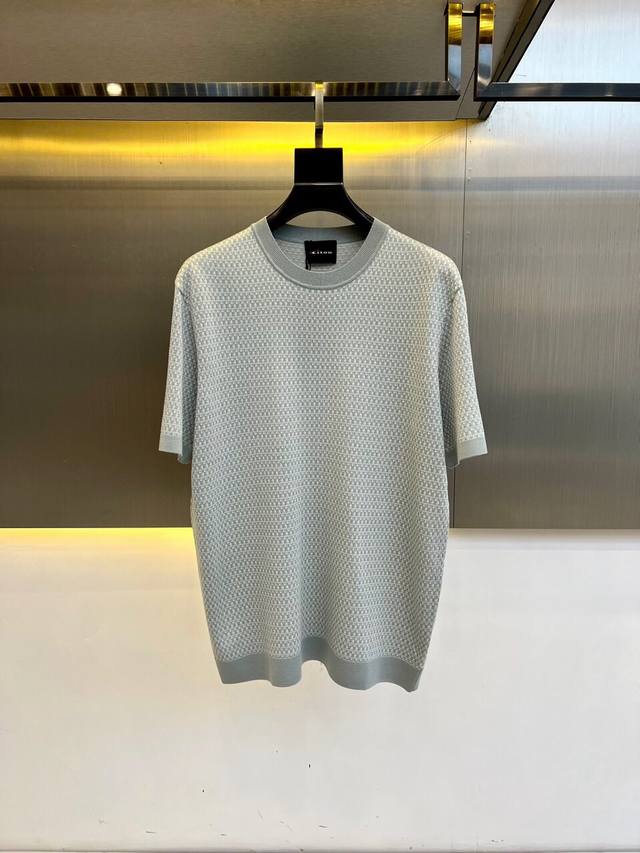 Kiton 2025 Spring and Summer new men's patchwork round neck pullover short-sleev