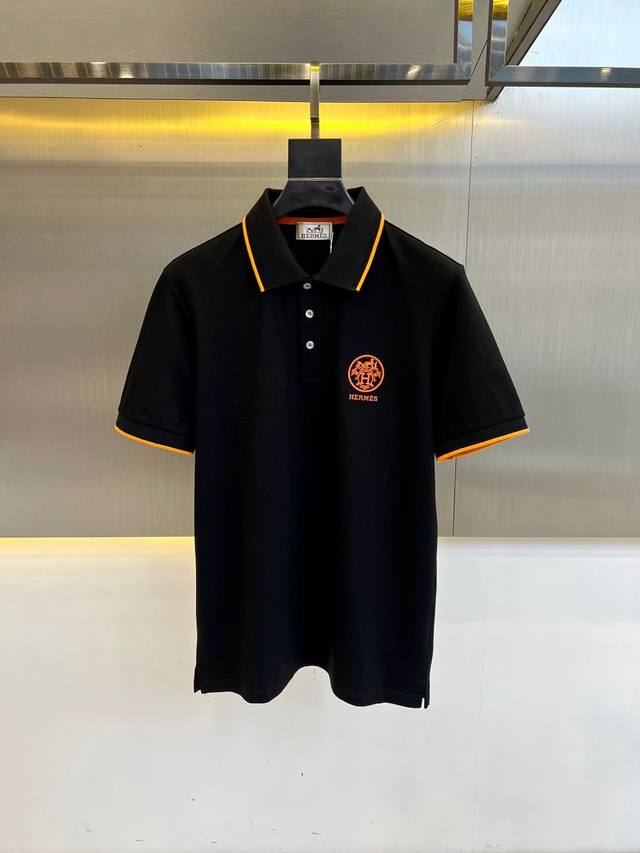 A classic and fashionable short-sleeved lapel Polo shirt with Herm