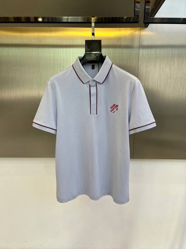 Lv , 2025S classic iconic logo embellishment elements classic fashion lapel Polo