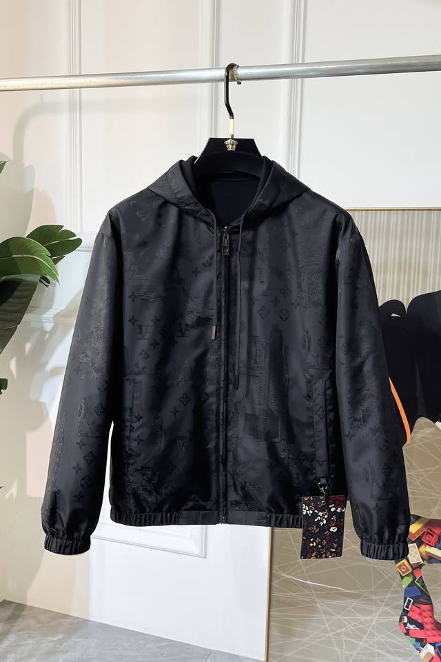 Lv- 2025Ss Fall/Winter hit, reversible jacket, custom-made from high-quality pol