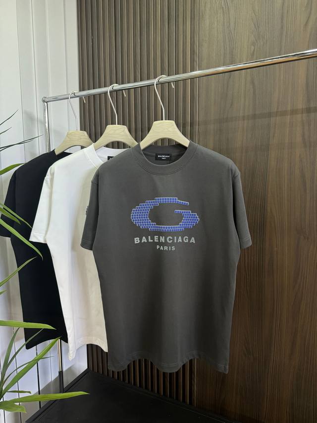 Balenciaga 2025Ss autumn and winter new style 320G short-sleeved cotton plain fa