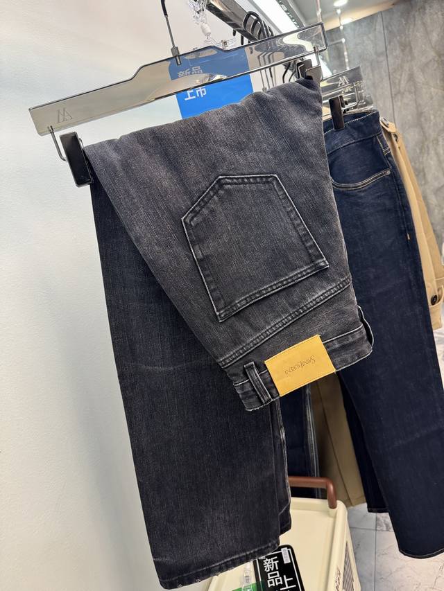 Loose straight leg! YSL Yves Saint Laurent autumn washed men's jeans! For those