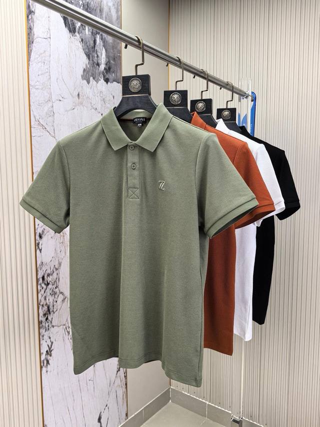 Zegna. Spring/Summer 25 new original men's lapel polo shirt, short-sleeved T-sh