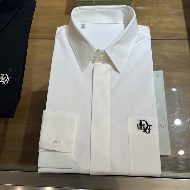 Restocked order New arrival, D#Or poplin shirt with pocket embroidery and small