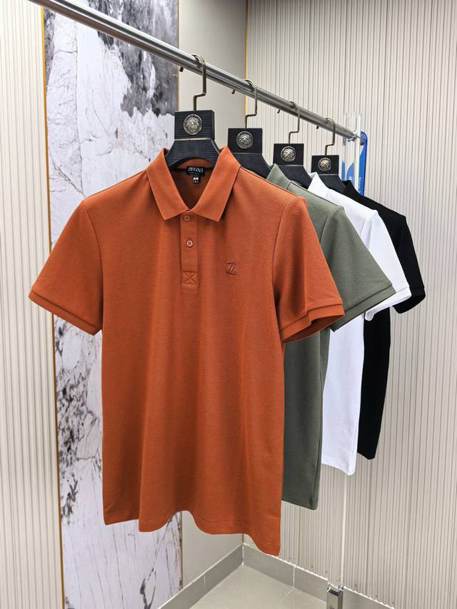 Zegna. Spring/Summer 25 new original men's lapel polo shirt, short-sleeved T-sh
