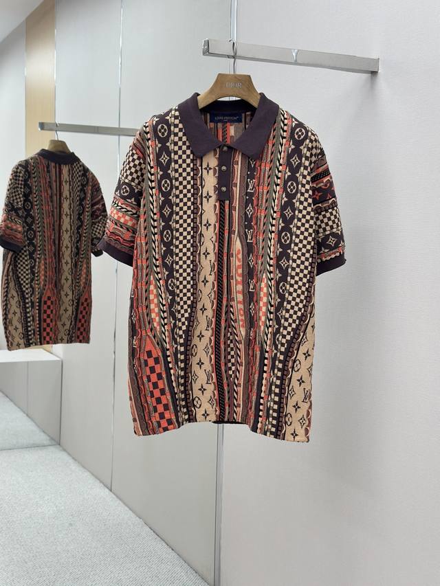Louis Vuitton 25Ss Early Fall New Short-Sleeve This brown short-sleeved polo shi