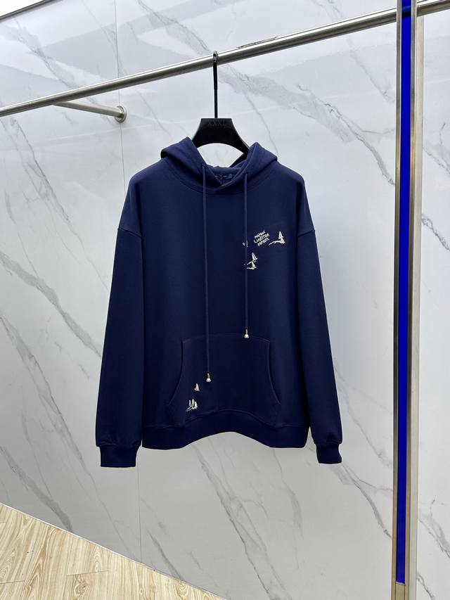 Lv*Louis Vuitton embroidered sailboat letter hooded sweatshirt is custom-made fr