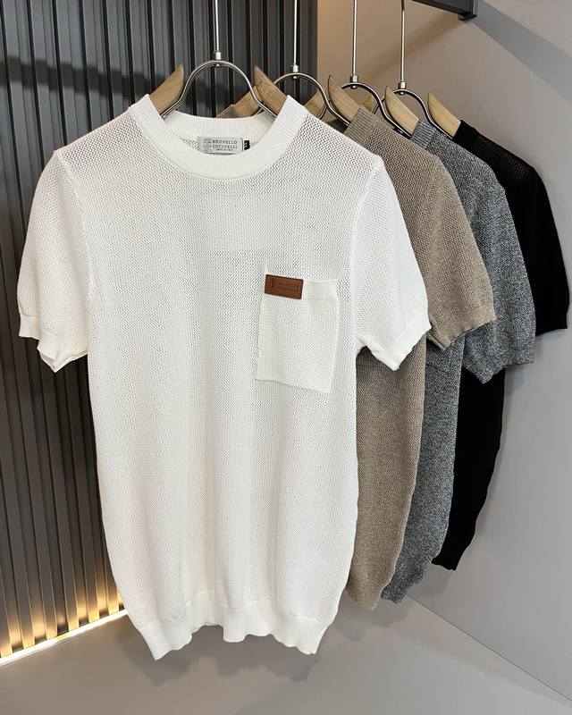 Bc-Brunello Cucineli's new 2025 Spring/Summer men's knitted short-sleeved T-shir