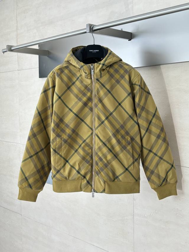 Burberr* This Burberry Twill Check Hooded Zippered Padded Jacket features custom