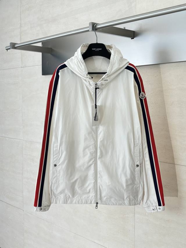 Moncle* Moncler Jacket with Zippered Ribbon Trim. Made with 100% polyester for a