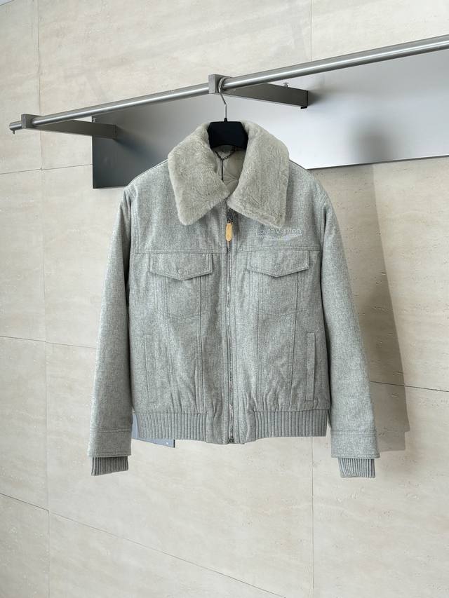 Lv Louis 24Fw new wool collar, sheep wool waisted jacket. DDD. This waisted jack
