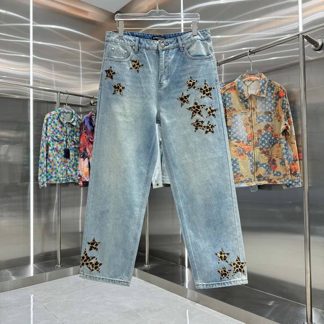Chrome Hearts Ch 2025 Leopard Star Leather Straight-Leg Jeans DDD. Available in