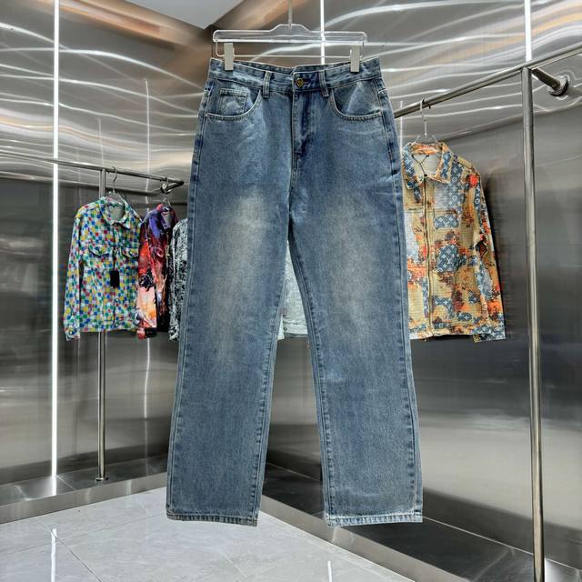 Lv Louis monogram straight-leg jeans come in a variety of washes and textures, p