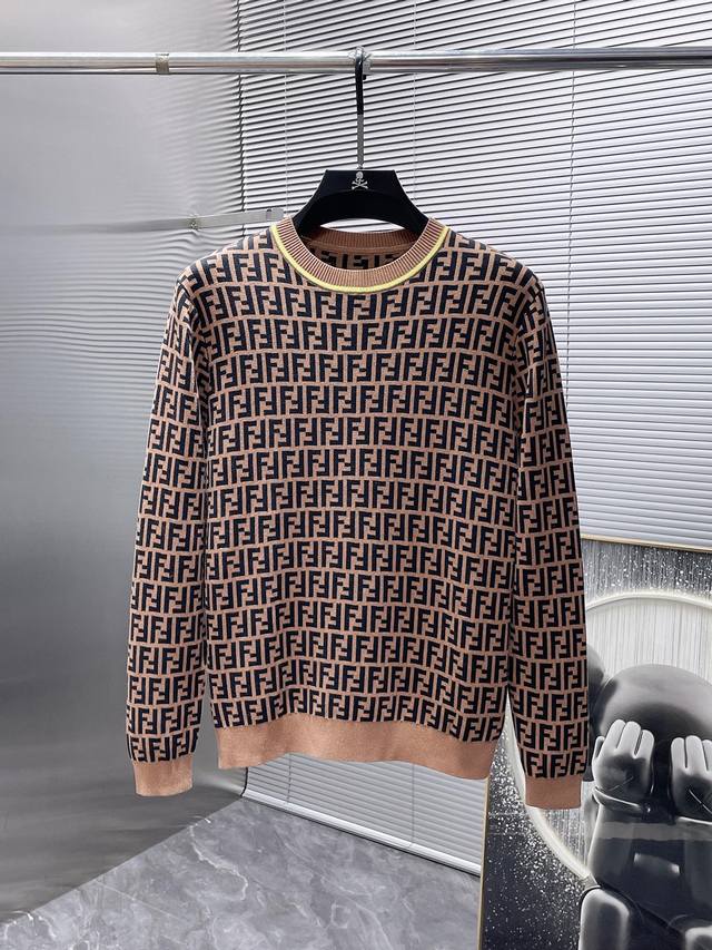 Fendi 2025 Fall/Winter new wool blend round neck long-sleeved sweater, a high-en