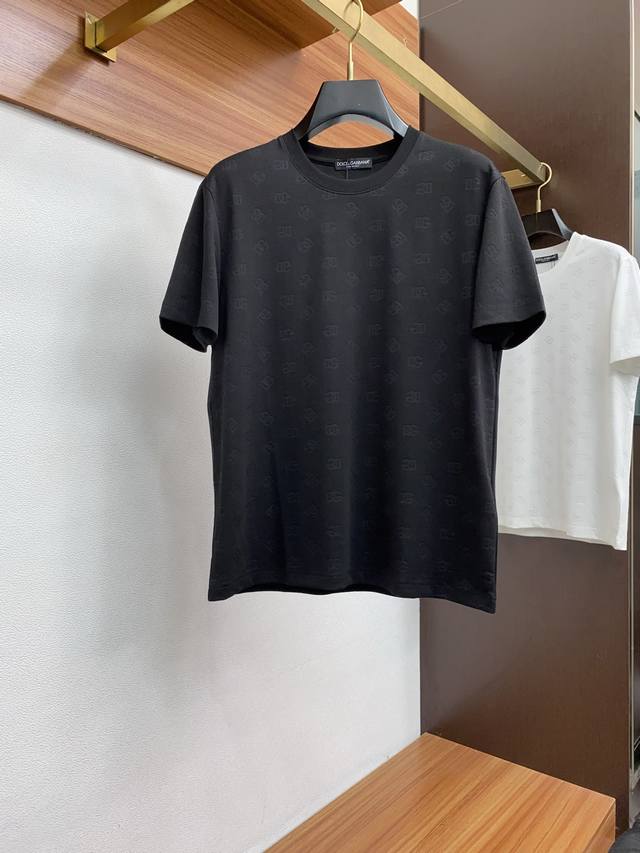 Dg 25Ss Spring/Summer new jacquard mercerized pure cotton round neck short-sleev