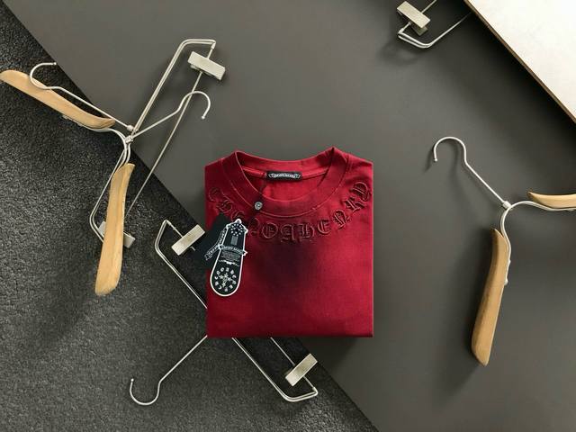 Ch* Fit S-Xl 25 Spring and Summer Top Burgundy Cross Metal Sanskrit Embroidery C