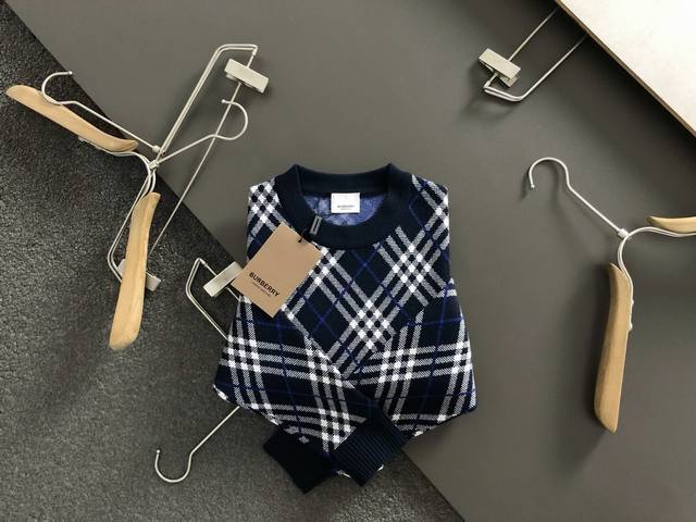 Bbr*Fit version M-Xxxl 2025 autumn and winter new plaid round neck sweater, exqu