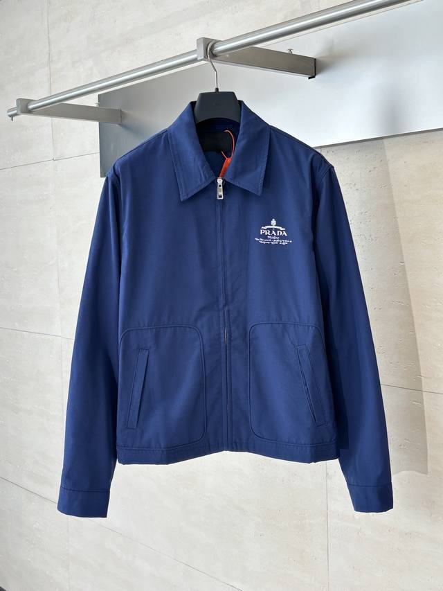 Prad* Prada contrast-print logo jacket. DDD. Custom-made with elegant Oxford cot